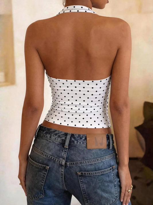Riviera Top – Polka Dot Backless Crop Top