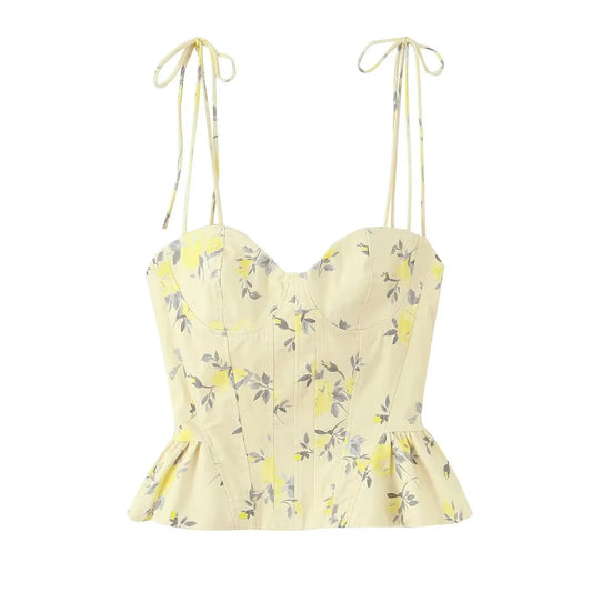 Top Élise – Corset Fleuri