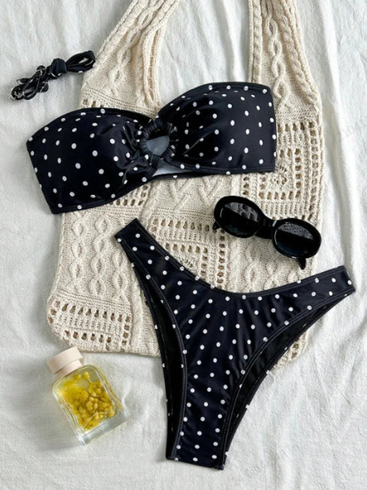Riviera Bikini – Polka Dot Bandeau Bikini