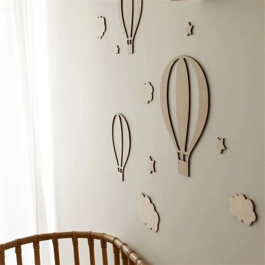 Celestial Wall Decor – Set of 13 Wooden Balloons & Stars