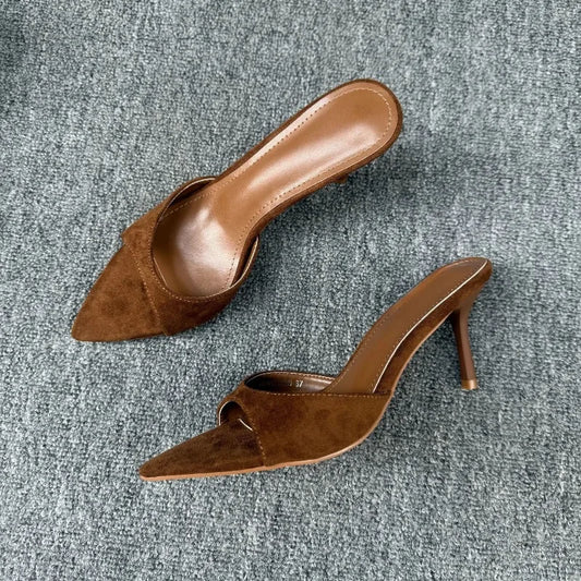 Riviera Mules – Suede Heeled Mules