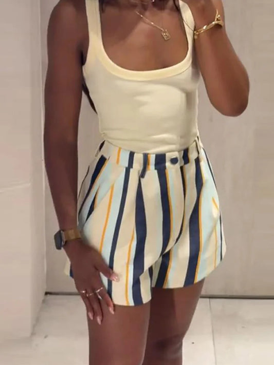 Camille Shorts – Striped Tailored Shorts