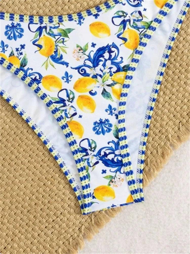 Bikini Capri – Bikini Taille Haute Imprimé Citrons