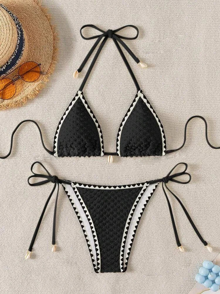 Bikini Coquillage – Ensemble 2 Pièces Blanc & Coquillages