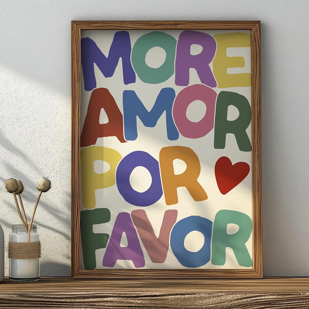 Affiche Amora – Toile Murale Citation "More Amor Por Favor"