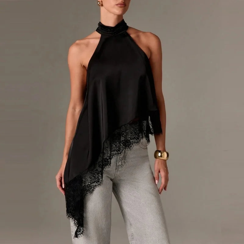 Top Élise – Satin Dentelle