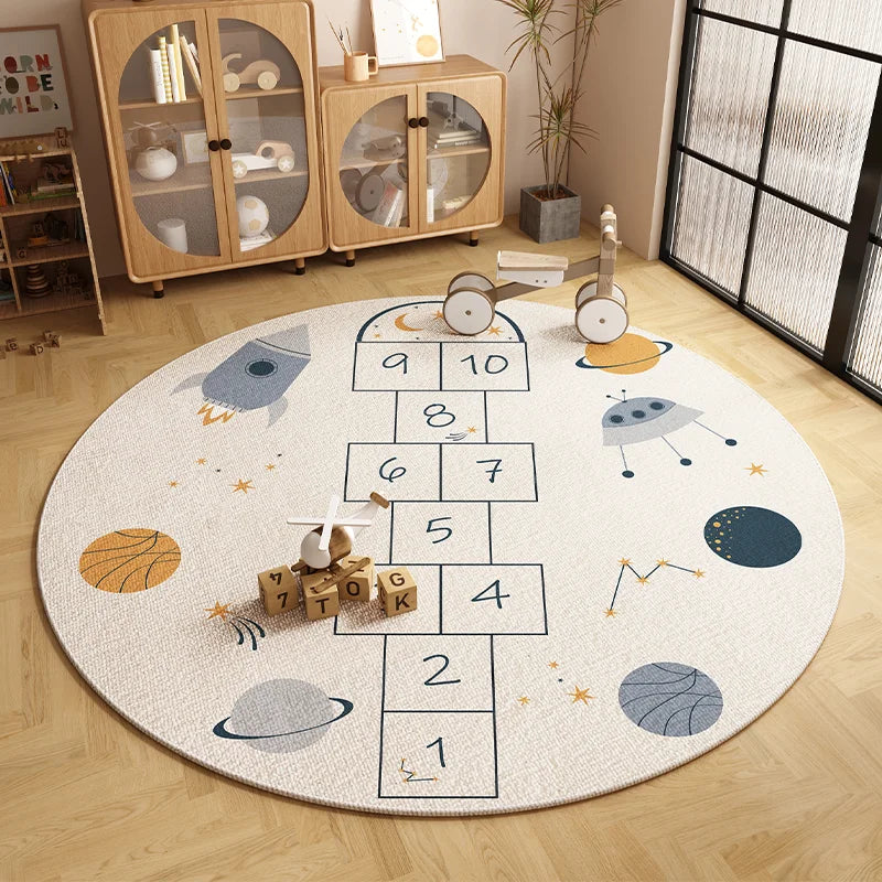 Tapis Luna – Tapis Rond Doux à Motifs pour Chambre d’Enfant