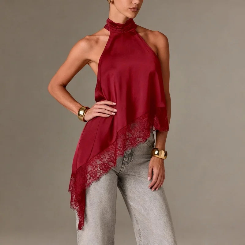 Top Élise – Satin Dentelle