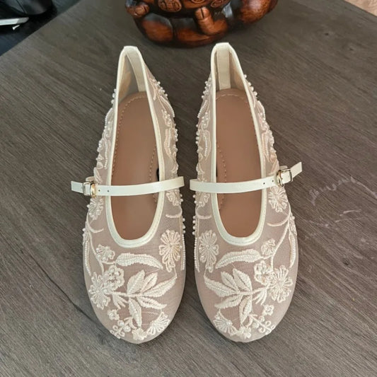Naïa Ballet Flats – Floral Mesh Ballet Flats
