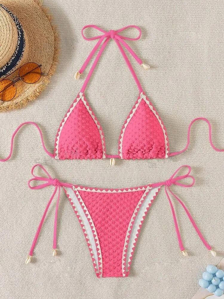 Bikini Coquillage – Ensemble 2 Pièces Blanc & Coquillages