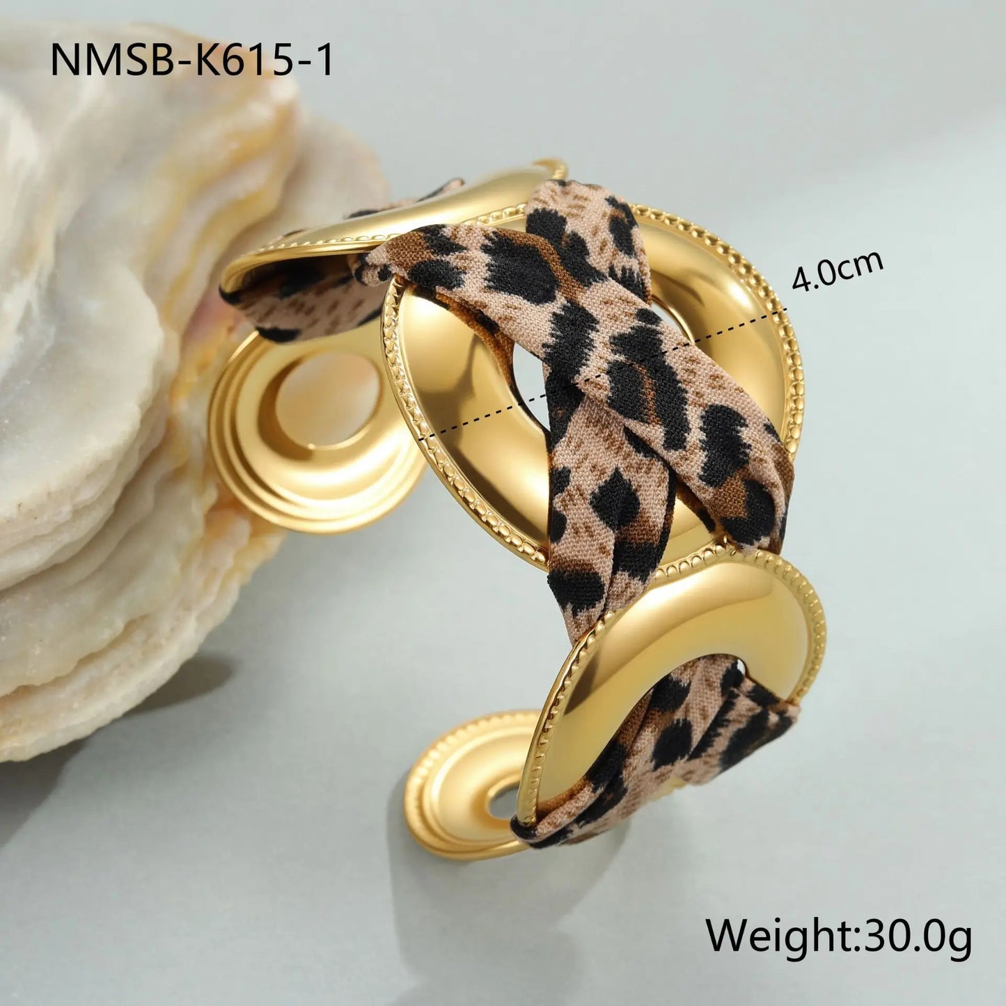 Bracelet Savana – Manchette Léopard Dorée
