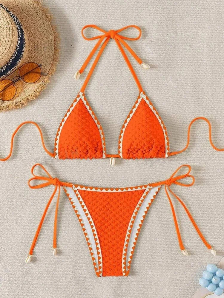 Bikini Coquillage – Ensemble 2 Pièces Blanc & Coquillages
