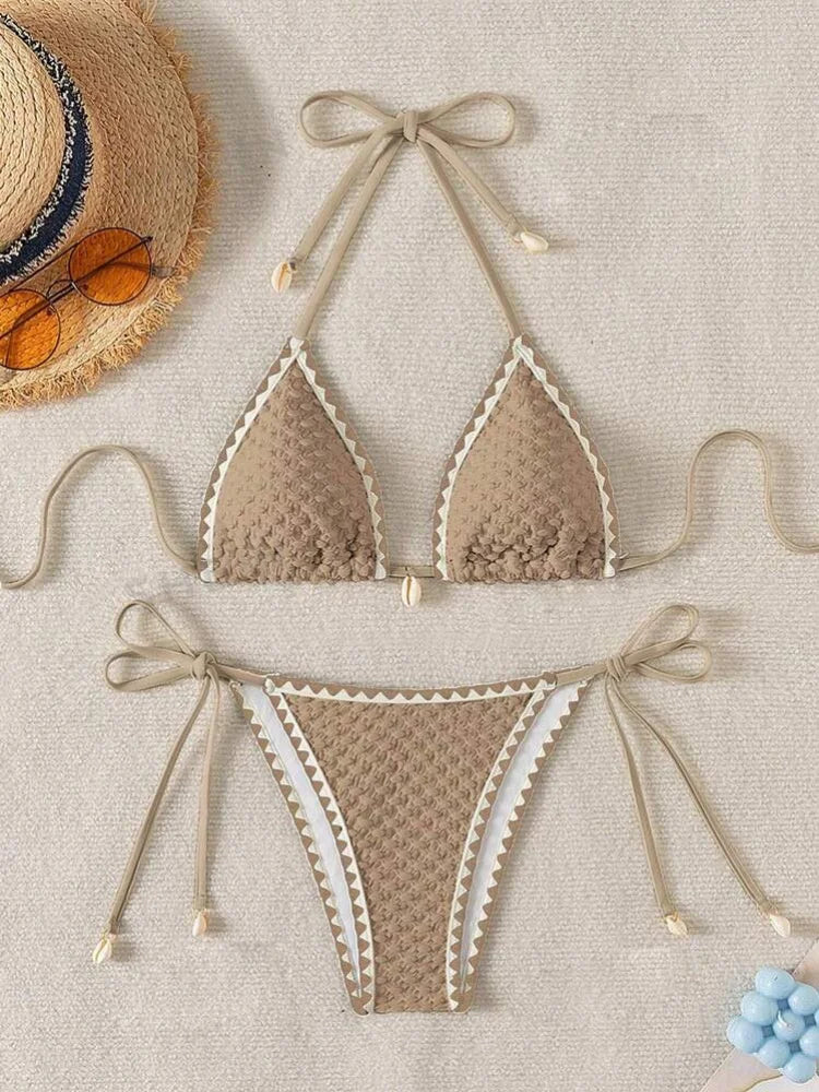 Bikini Coquillage – Ensemble 2 Pièces Blanc & Coquillages