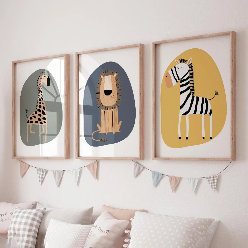 Affiches Savanah – Lot de 3 Affiches Safari Aquarelle pour Chambre d'Enfant