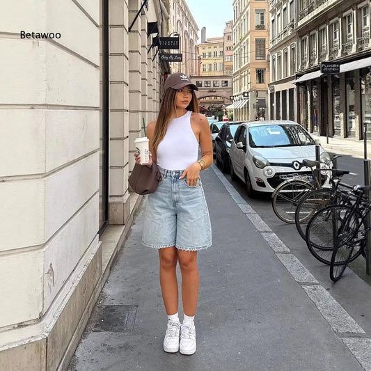 Camille Shorts – Denim Bermuda Shorts