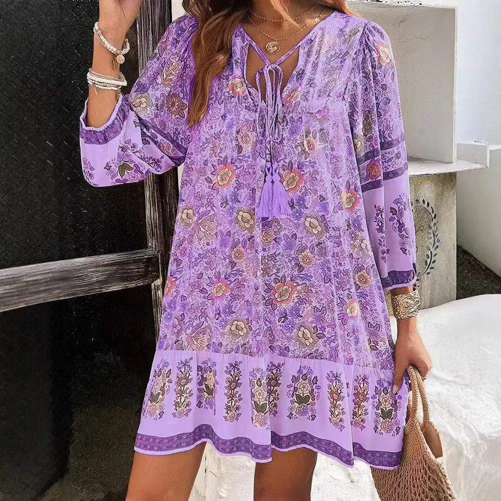 Robe Rosalie – Robe Bohème à Manches Longues