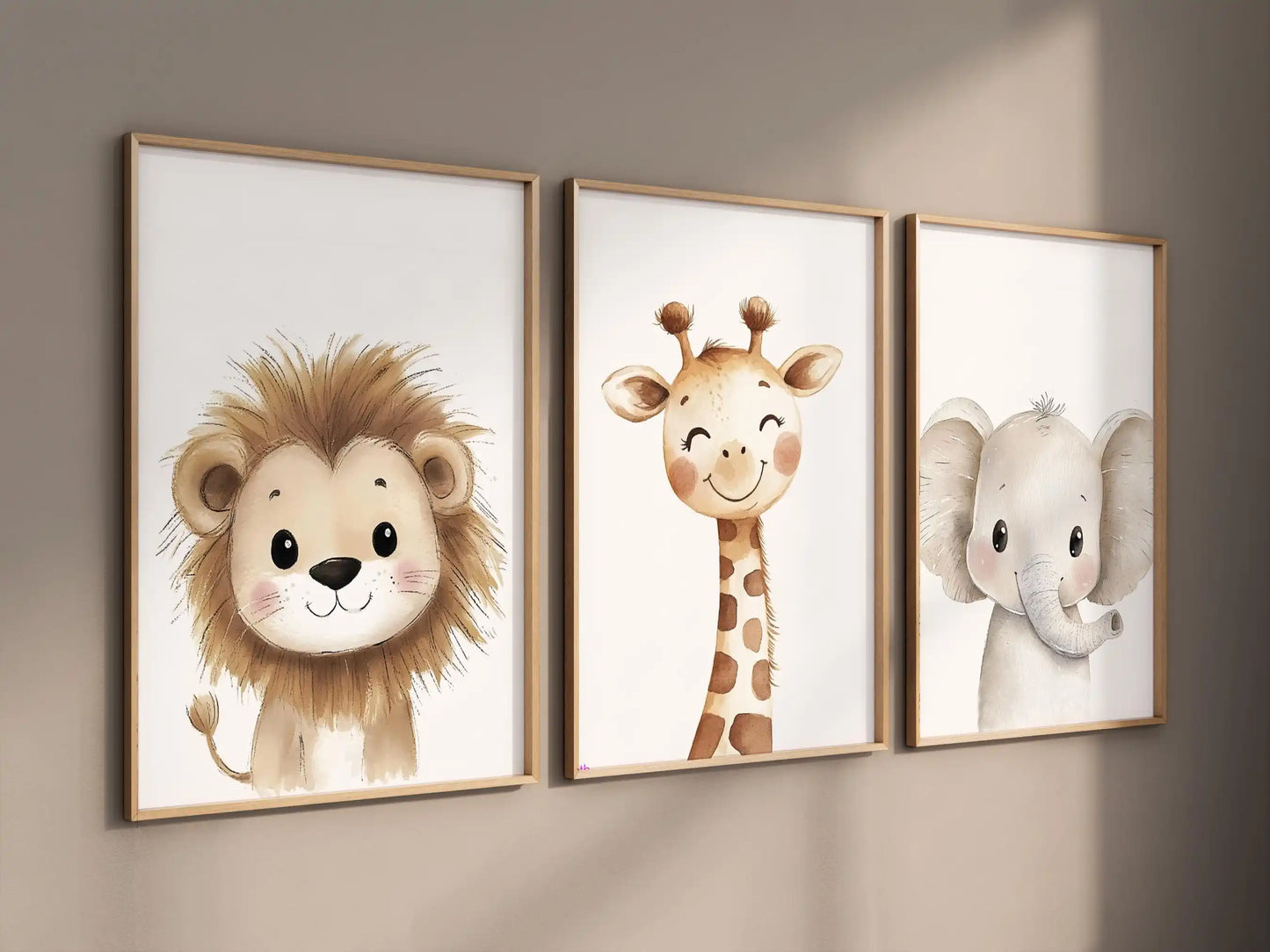 Affiches Savanah – Lot de 3 Affiches Safari Aquarelle pour Chambre d'Enfant