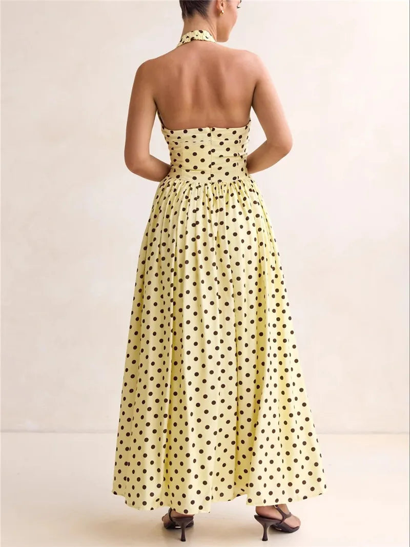 Robe Riviera – Robe Longue Dos Nu à Pois