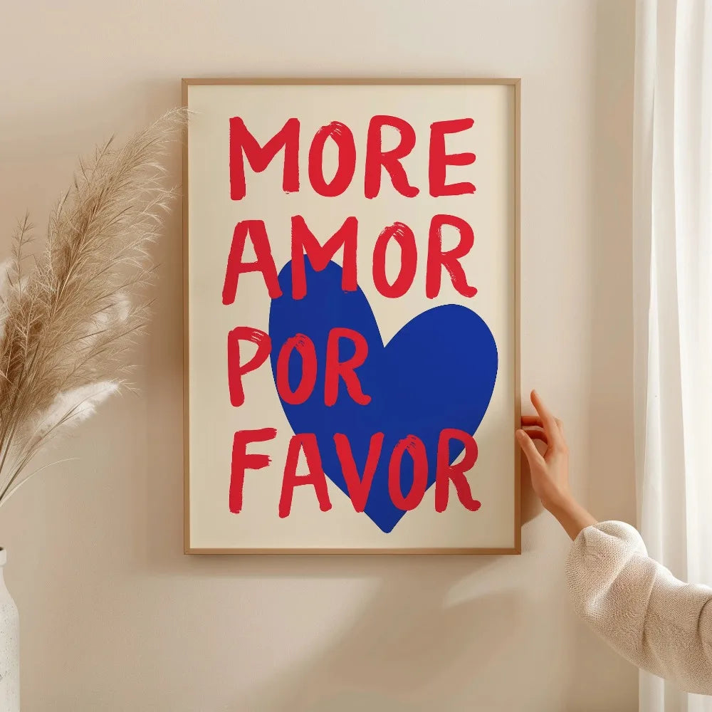 Affiche Amora – Toile Murale Citation "More Amor Por Favor"