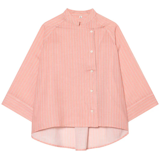 Inès Shirt – Striped Shirt with Asymmetrical Buttoning