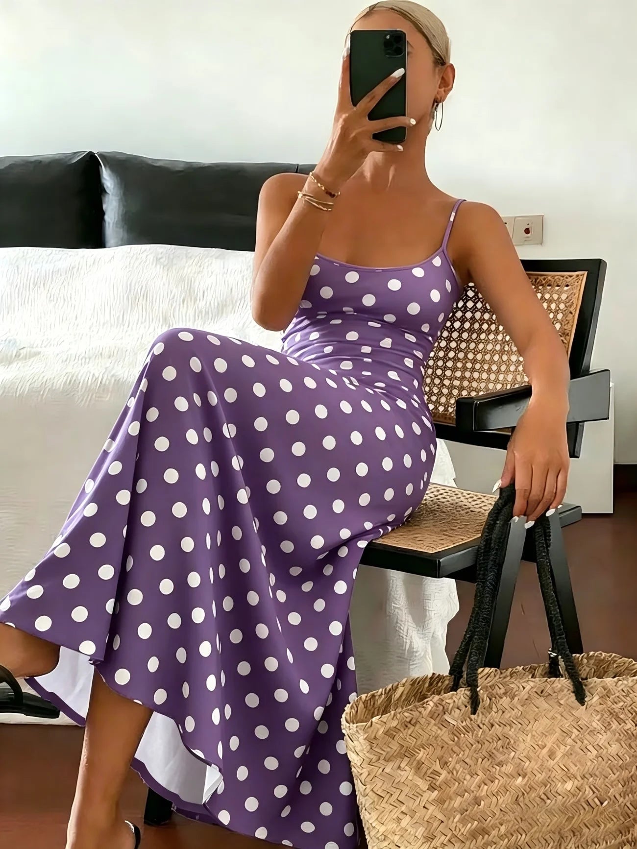 Robe Riviera – Robe Longue à Pois Élégance