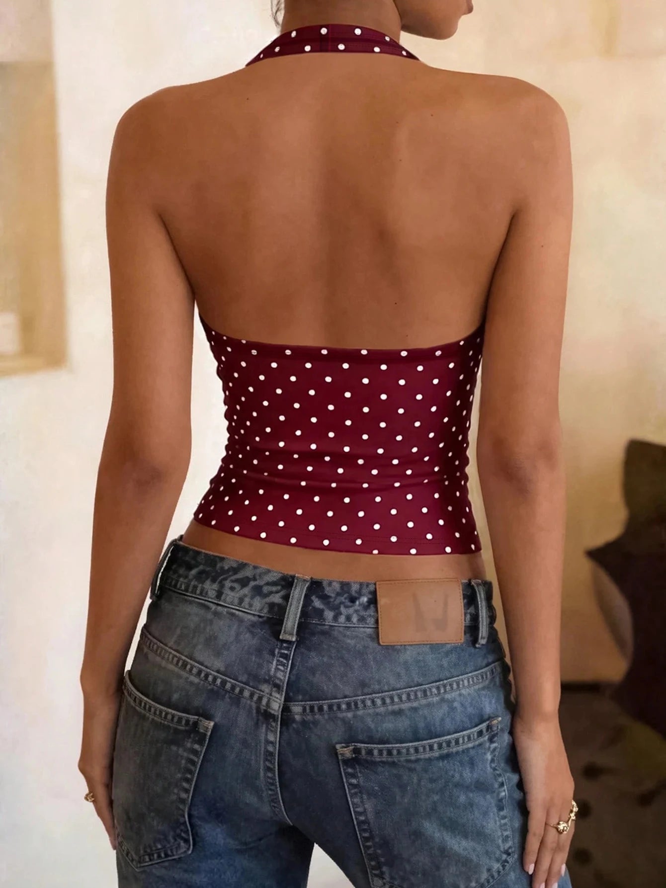 Top Riviera – Crop Top Dos Nu à Pois