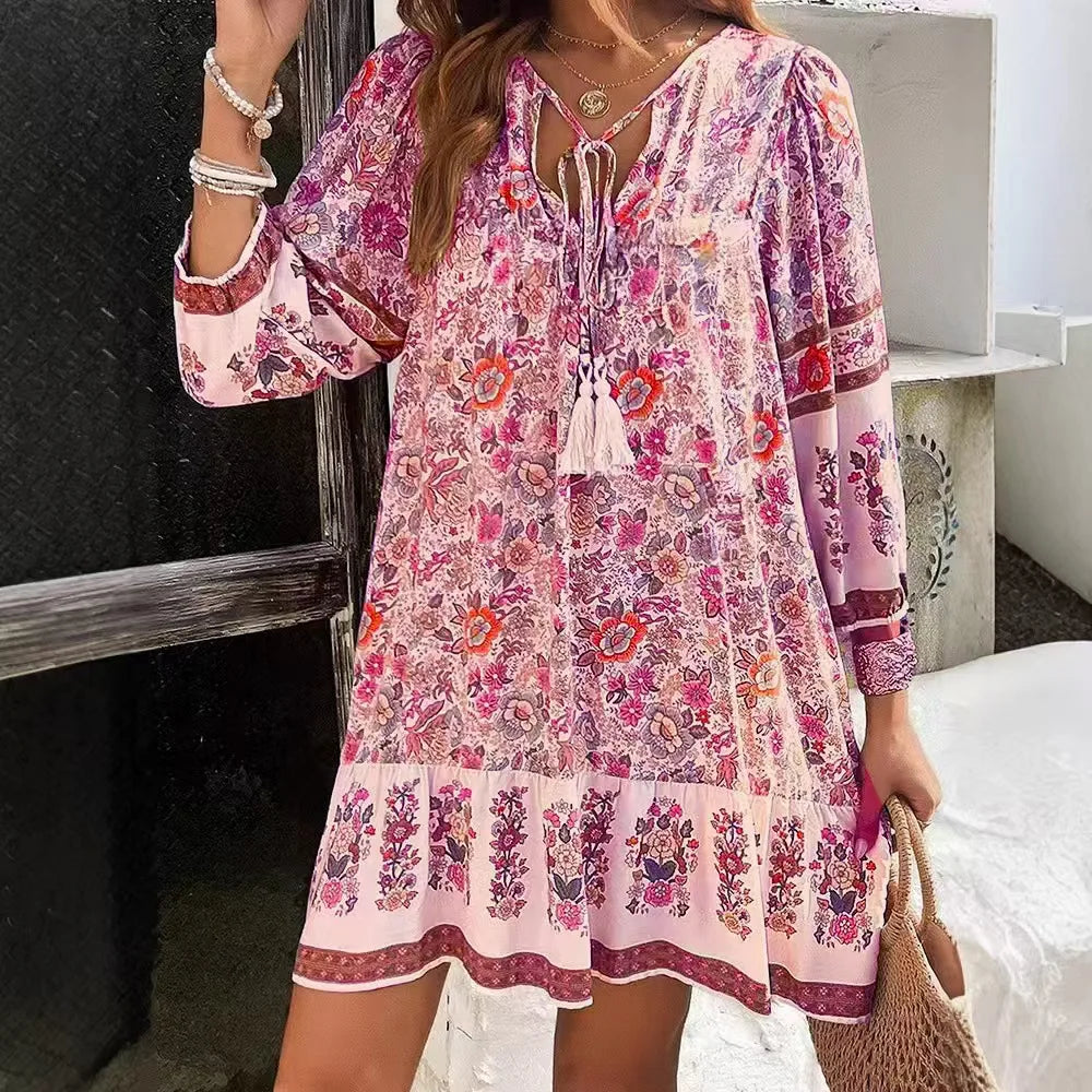 Robe Rosalie – Robe Bohème à Manches Longues