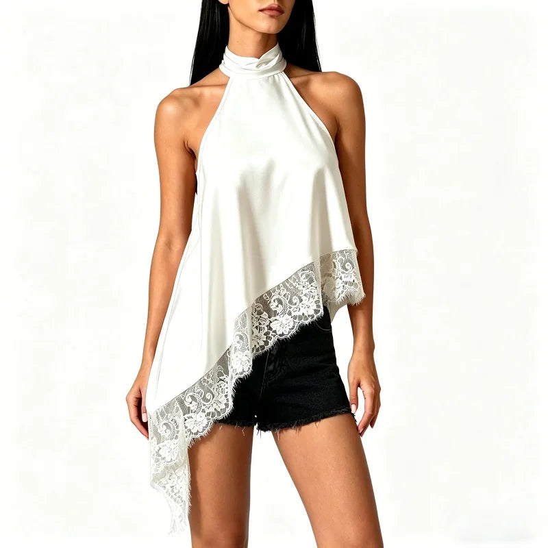 Top Élise – Satin Dentelle