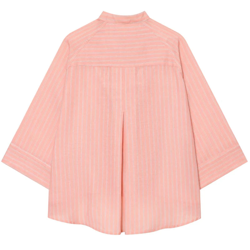 Chemise Inès – Chemise Rayée à Boutonnage Asymétrique
