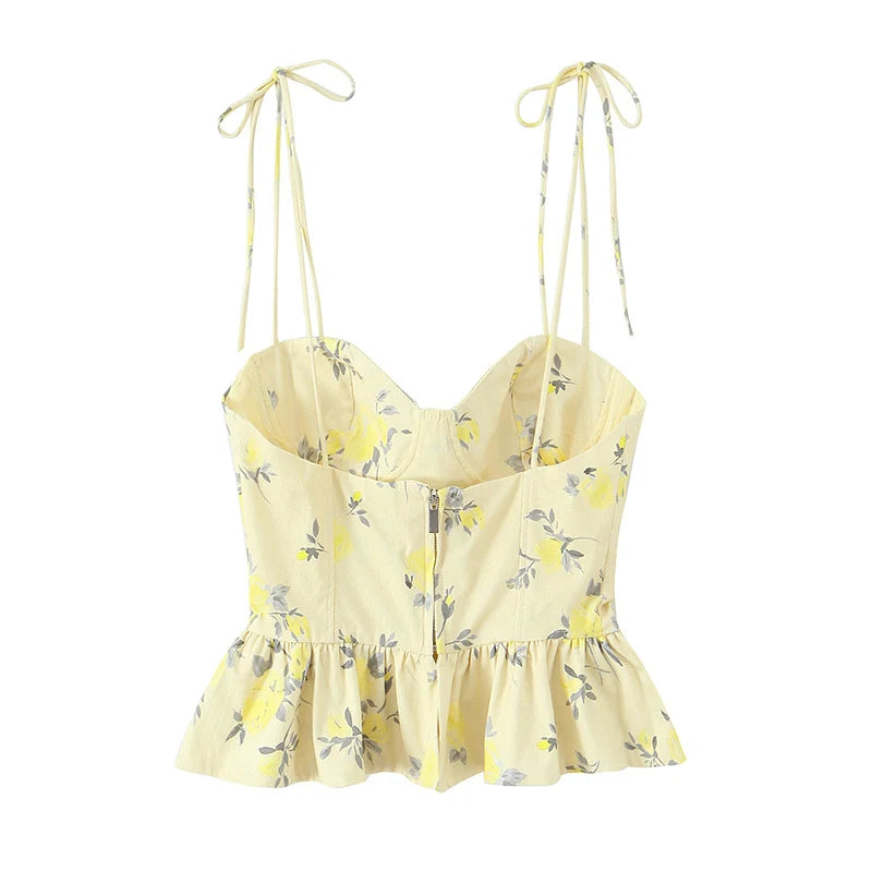 Top Élise – Corset Fleuri