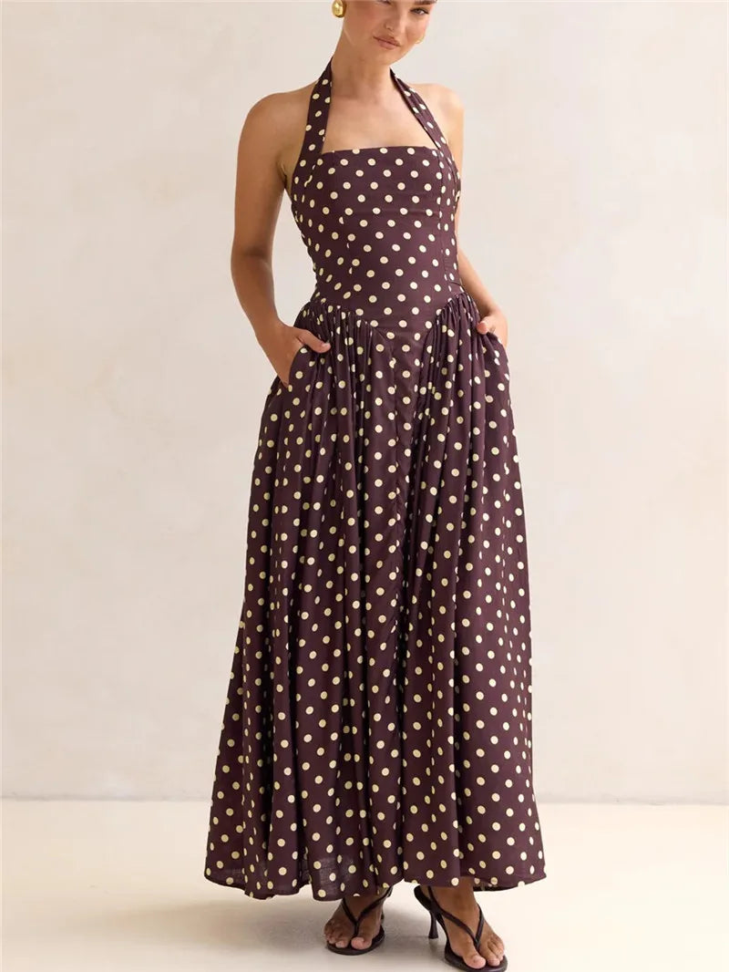 Robe Riviera – Robe Longue Dos Nu à Pois