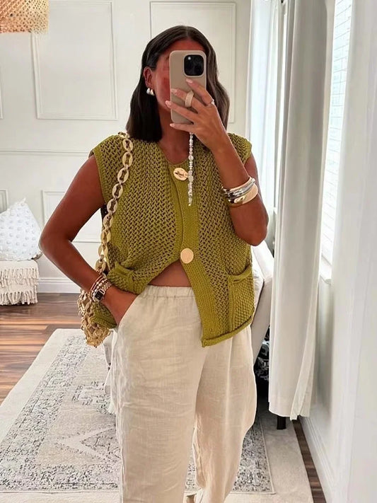 Gilet Élise – Maille Vintage
