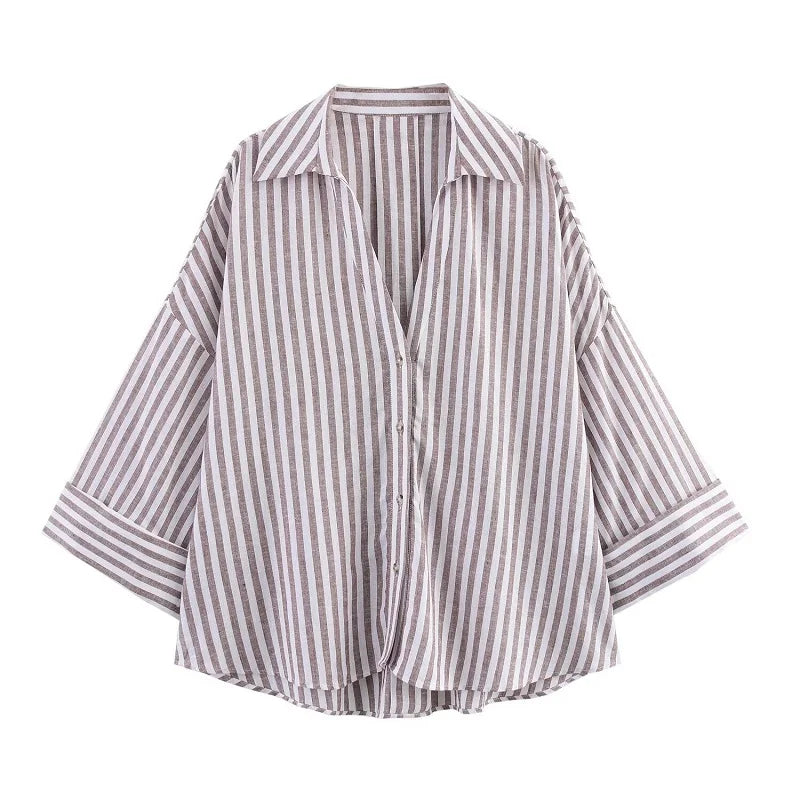 Chemise Élise – Chemise Rayée Oversize à Manches Amples