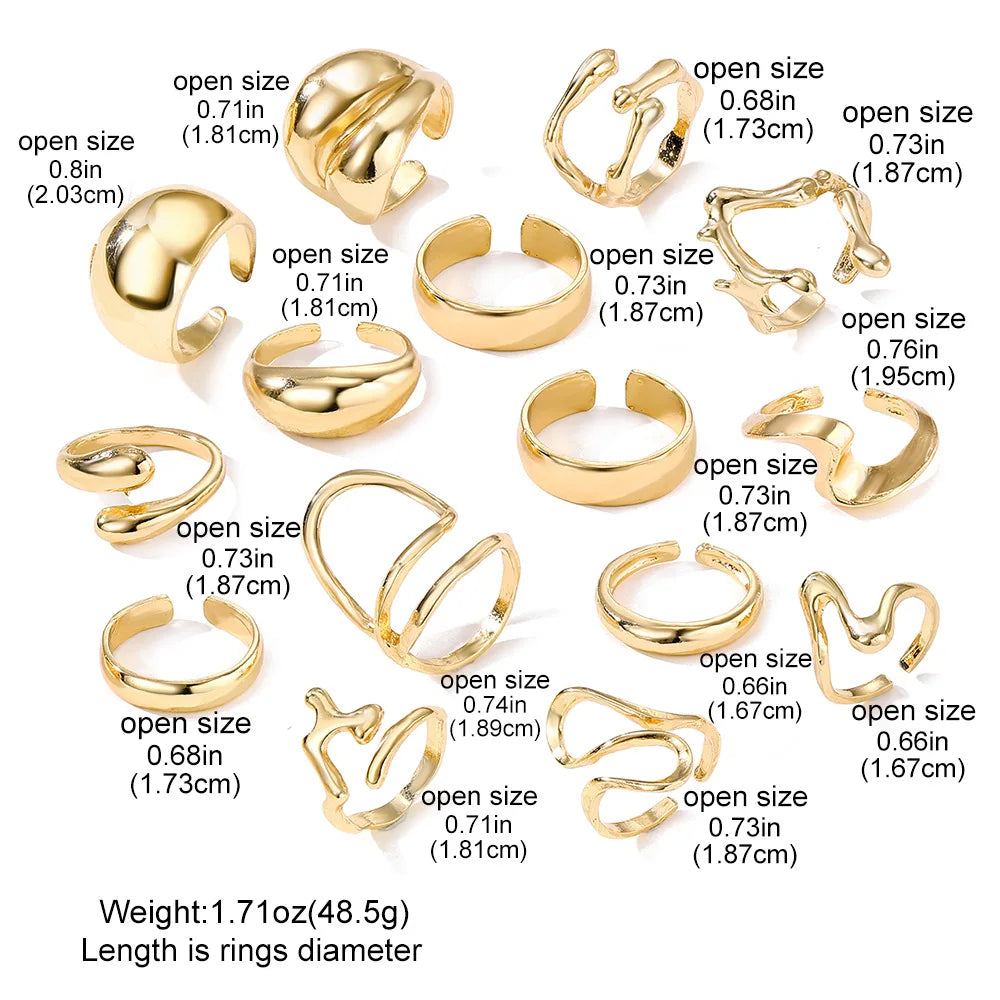 Bagues Sélène – Coffret de 15 Bagues Vintage