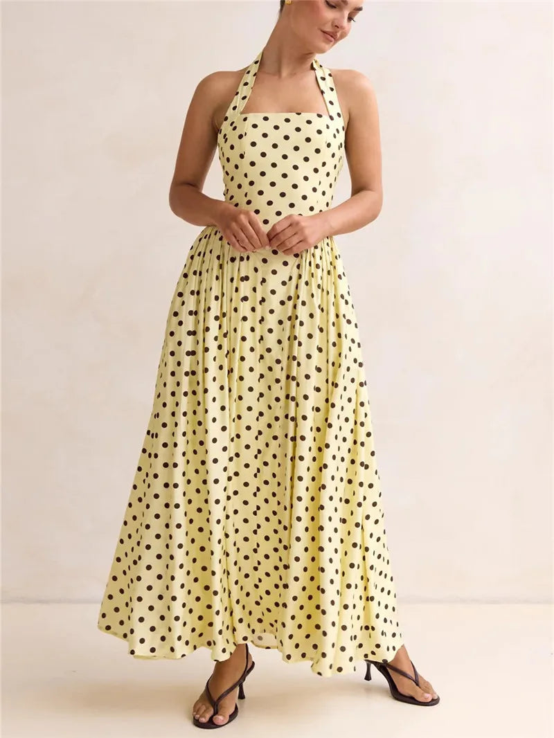 Robe Riviera – Robe Longue Dos Nu à Pois