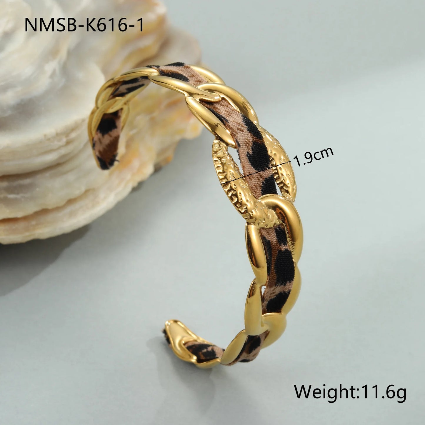 Bracelet Savana – Manchette Léopard Dorée