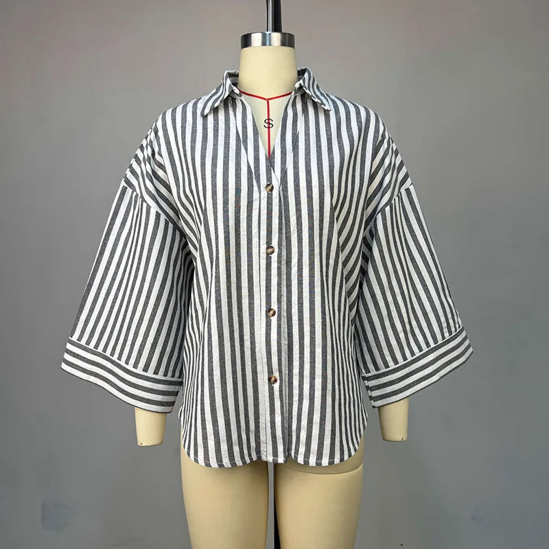 Chemise Maëlle – Blouse Rayée à Empiècements Contrastés