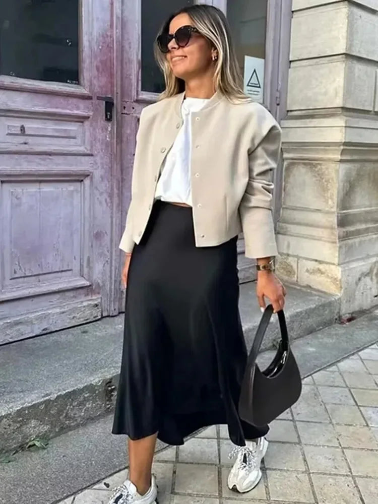 Jupe Althéa – Jupe Midi Satinée