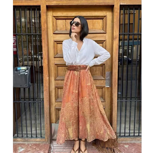 Rosalie Skirt – Bohemian Print Midi Skirt