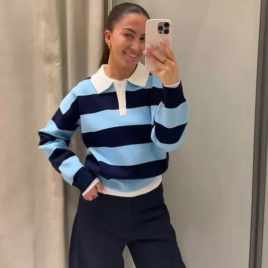 Elise Sweater - Striped Polo Shirt