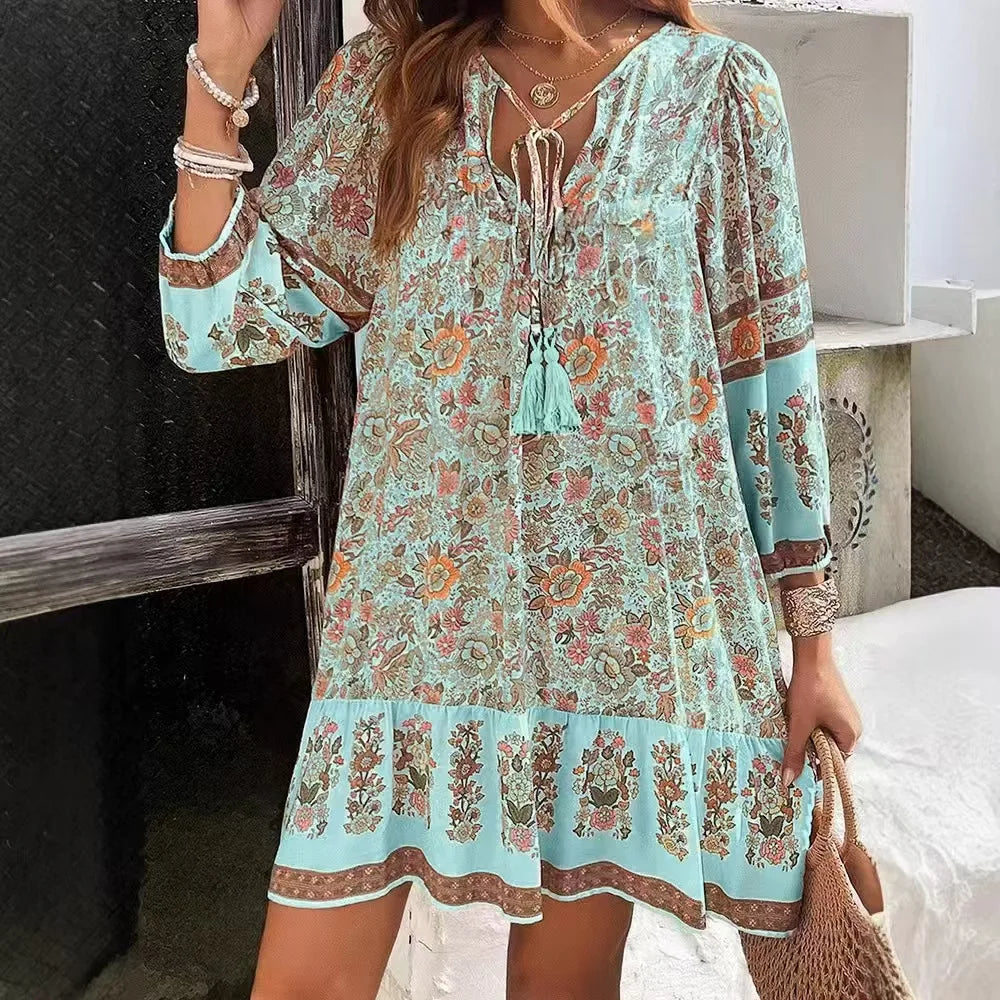 Robe Rosalie – Robe Bohème à Manches Longues