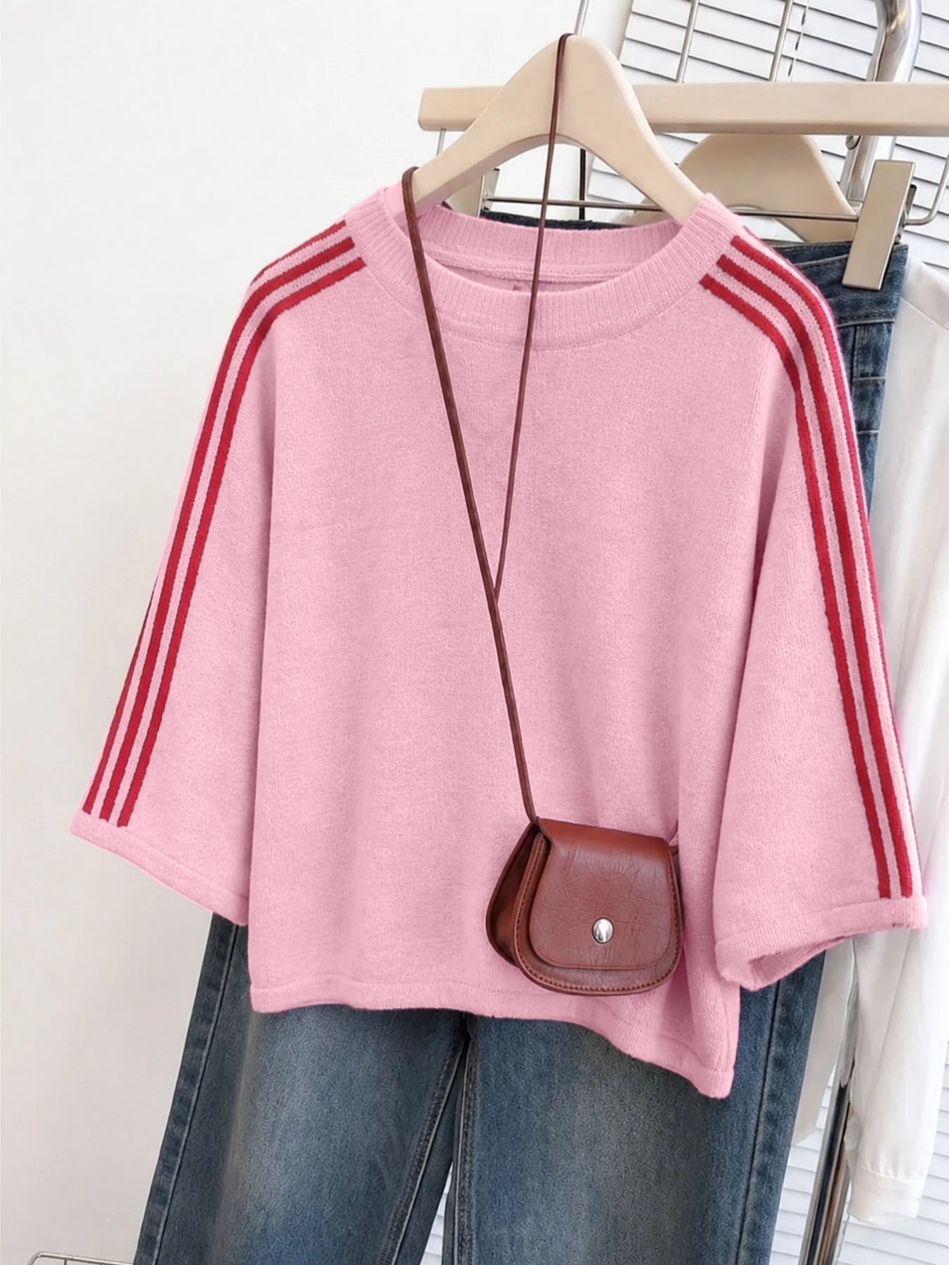 Pull Élise – Rayures Rose Vintage