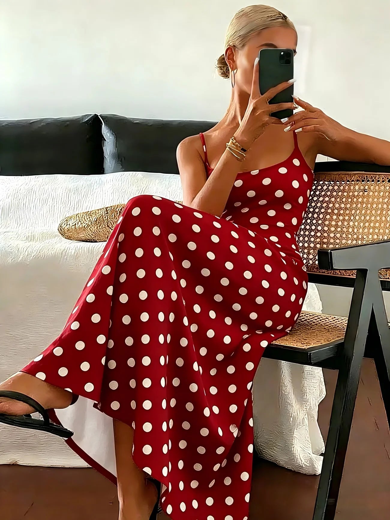 Robe Riviera – Robe Longue à Pois Élégance