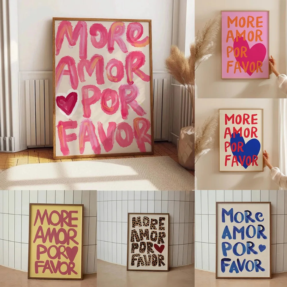 Affiche Amora avec citation More Amor Por Favor