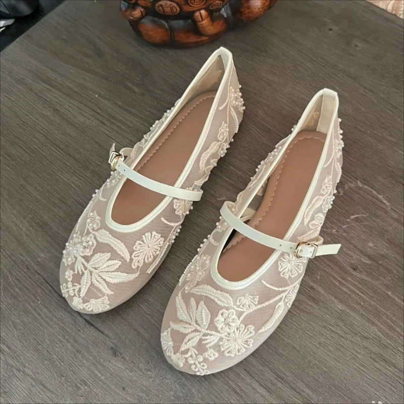 Ballerines Naïa fleuries en maille pour femme