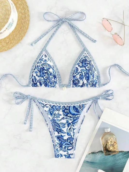 Bikini Azura triangle imprimé pour femme