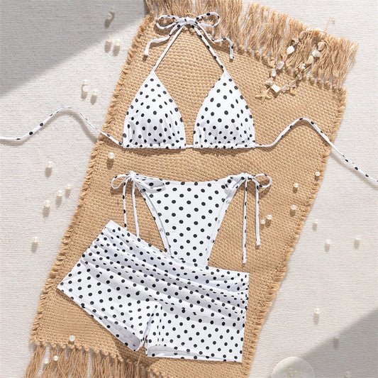 Bikini Bianca 3 pièces à pois pour femme