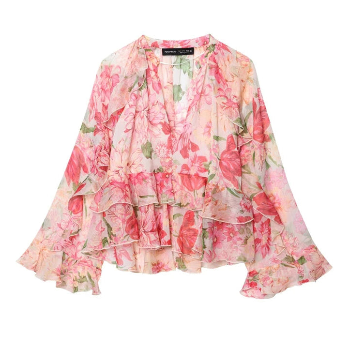 Blouse Élise en chiffon fleuri pour femme