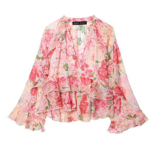 Blouse Élise en chiffon fleuri pour femme