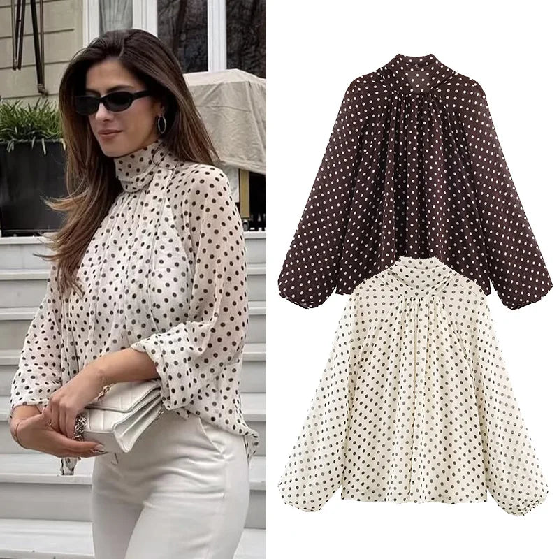 Blouse Riviera élégante à pois pour femme